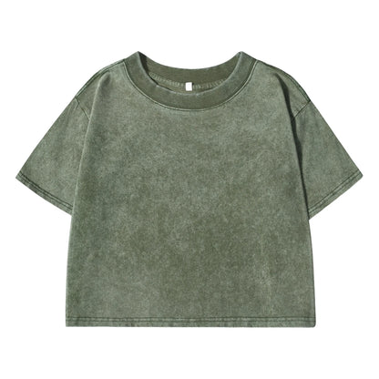 Solid Color Slim Fit Womens Cotton T-Shirt - Casual Short Sleeve Retro Tee - ZOOMNSTORE