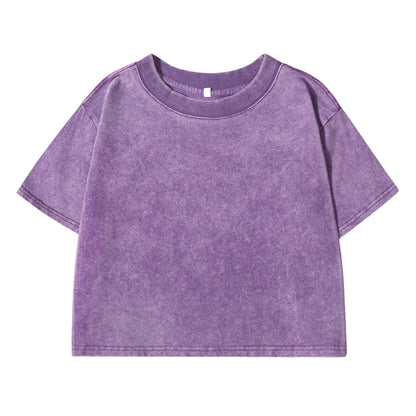 Solid Color Slim Fit Womens Cotton T-Shirt - Casual Short Sleeve Retro Tee - ZOOMNSTORE