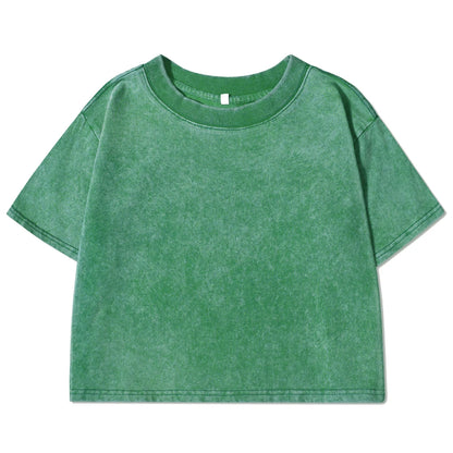Solid Color Slim Fit Womens Cotton T-Shirt - Casual Short Sleeve Retro Tee - ZOOMNSTORE