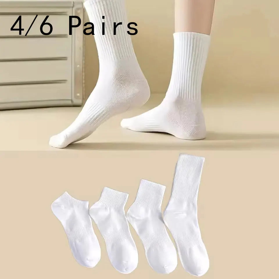 Solid Colour Ankle Socks - Soft Breathable Sports Socks for Men  Women Black  White 46 Pairs - ZOOMNSTORE