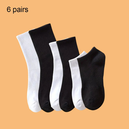 Solid Colour Ankle Socks - Soft Breathable Sports Socks for Men  Women Black  White 46 Pairs - ZOOMNSTORE