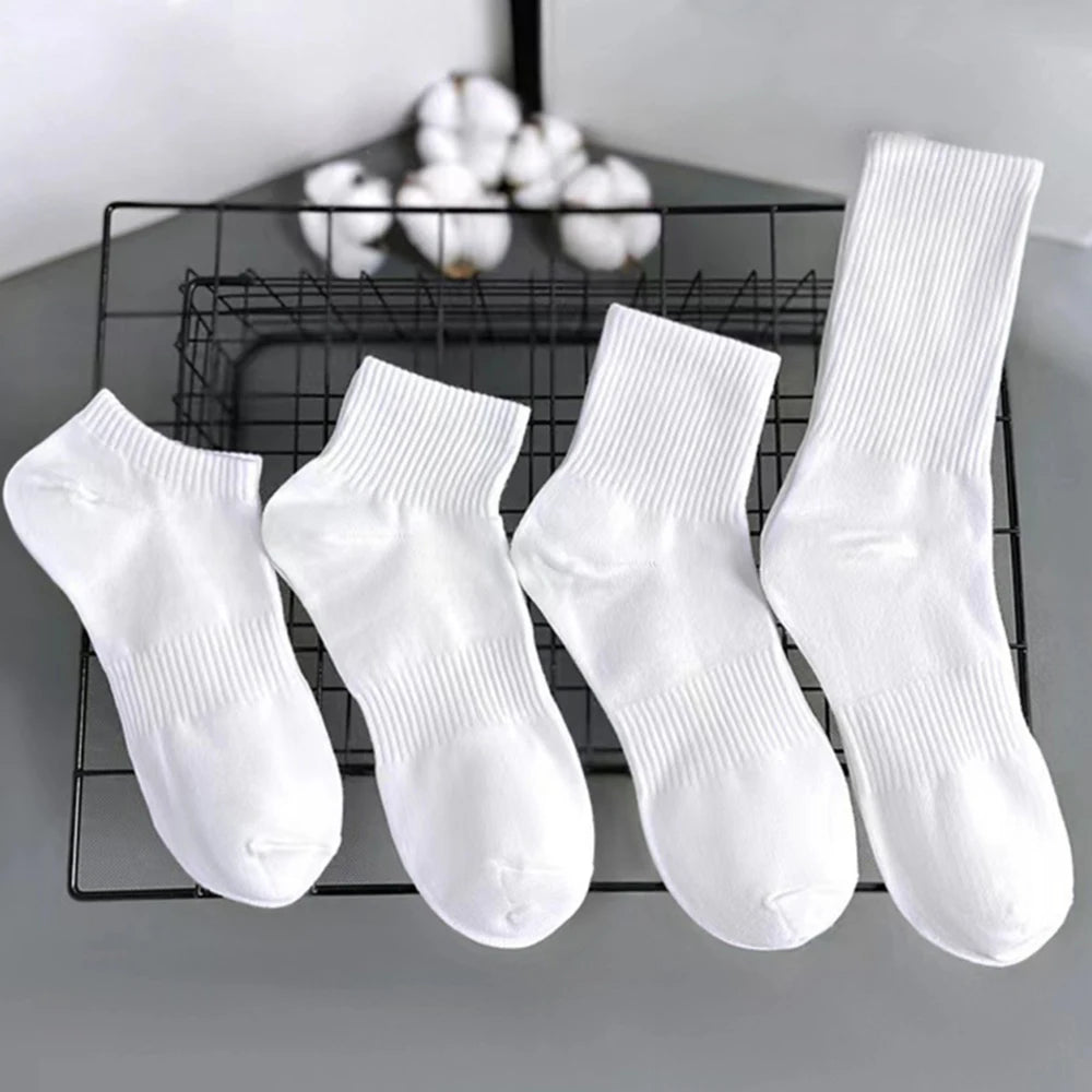 Solid Colour Ankle Socks - Soft Breathable Sports Socks for Men  Women Black  White 46 Pairs - ZOOMNSTORE
