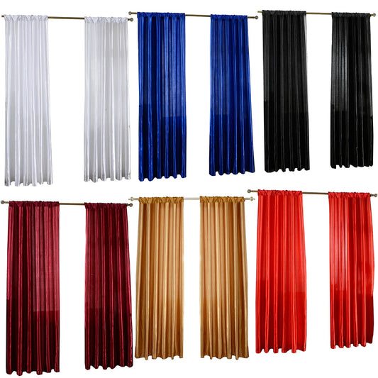 Solid Satin Curtain - Modern Style Half Blackout Polyester Door Drapes - ZOOMNSTORE