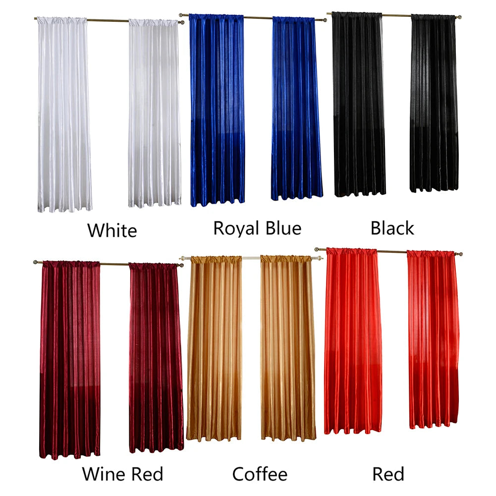 Solid Satin Curtain - Modern Style Half Blackout Polyester Door Drapes - ZOOMNSTORE