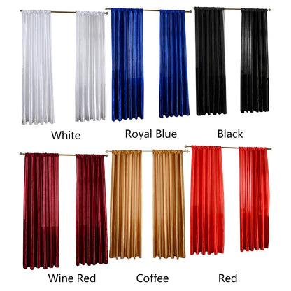 Solid Satin Curtain - Modern Style Half Blackout Polyester Door Drapes - ZOOMNSTORE