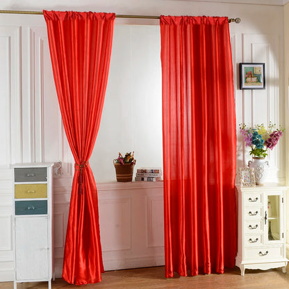 Solid Satin Curtain - Modern Style Half Blackout Polyester Door Drapes - ZOOMNSTORE