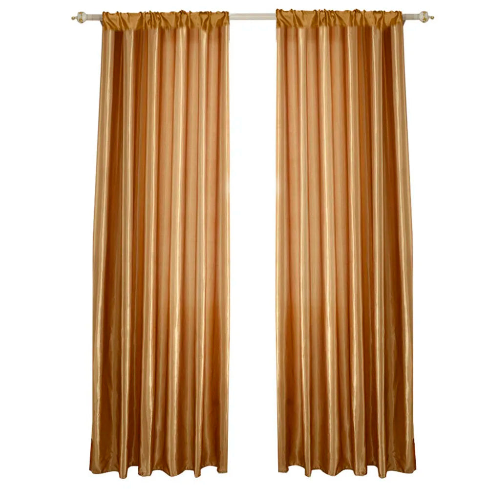 Solid Satin Curtain - Modern Style Half Blackout Polyester Door Drapes - ZOOMNSTORE