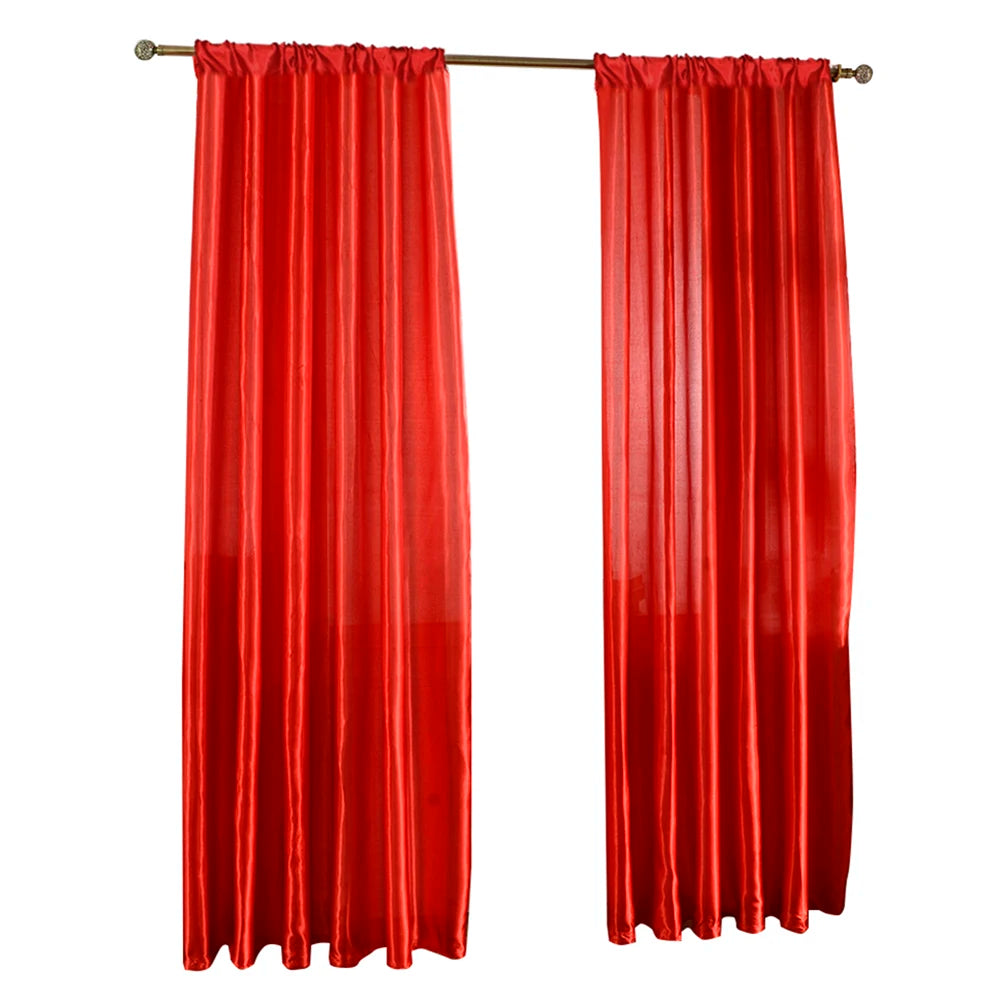 Solid Satin Curtain - Modern Style Half Blackout Polyester Door Drapes - ZOOMNSTORE