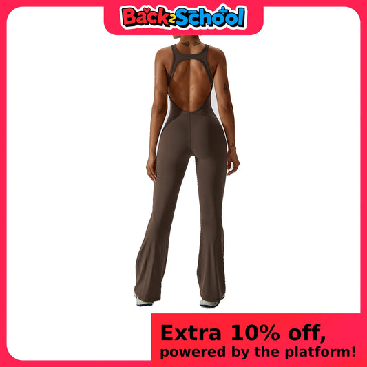 Solid Yoga Jumpsuit - Womens Fitness Bodysuit  Buttock Lifting Activewear - ZOOMNSTORE