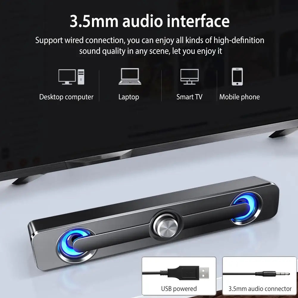 Sound Bar Bluetooth Speaker - USB Wired Stereo Speaker Bar with 3.5mm Aux for Projector PC - ZOOMNSTORE