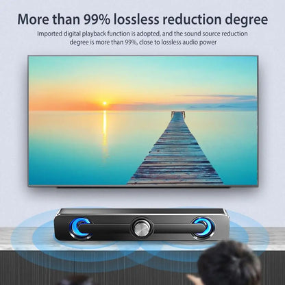 Sound Bar Bluetooth Speaker - USB Wired Stereo Speaker Bar with 3.5mm Aux for Projector PC - ZOOMNSTORE
