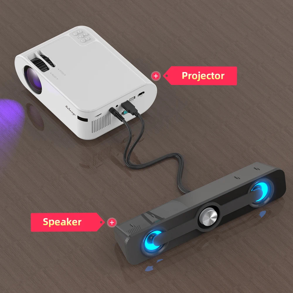 Sound Bar Bluetooth Speaker - USB Wired Stereo Speaker Bar with 3.5mm Aux for Projector PC - ZOOMNSTORE