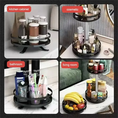 Spice Rack Organizer - 360° Rotating Stainless Steel Kitchen Cabinet Organizer Tray - ZOOMNSTORE