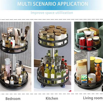 Spice Rack Organizer - 360° Rotating Stainless Steel Kitchen Cabinet Organizer Tray - ZOOMNSTORE