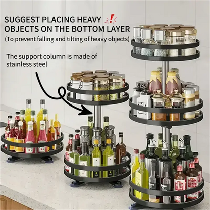 Spice Rack Organizer - 360° Rotating Stainless Steel Kitchen Cabinet Organizer Tray - ZOOMNSTORE