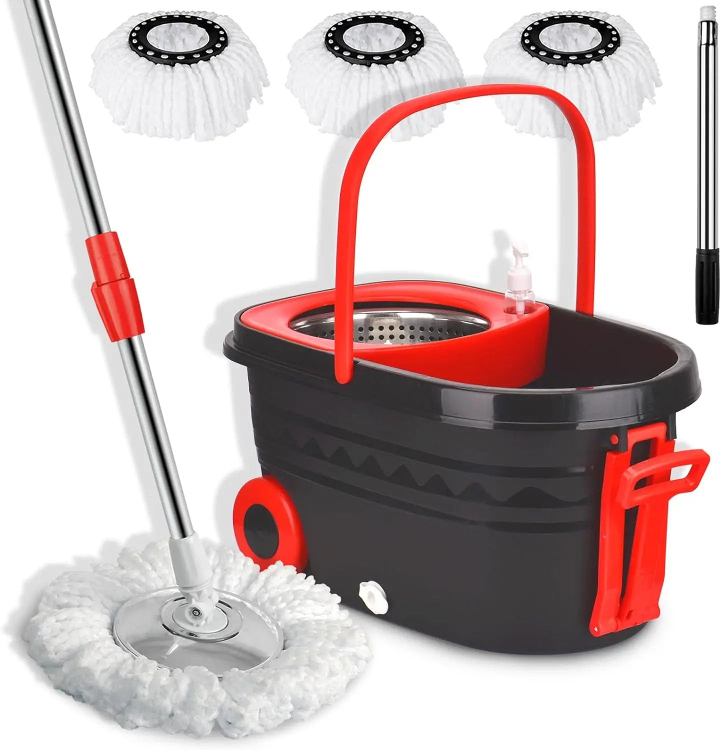 360 Spin Mop Bucket Set - Adjustable Handle with Wheels WetDry Separation - ZOOMNSTORE