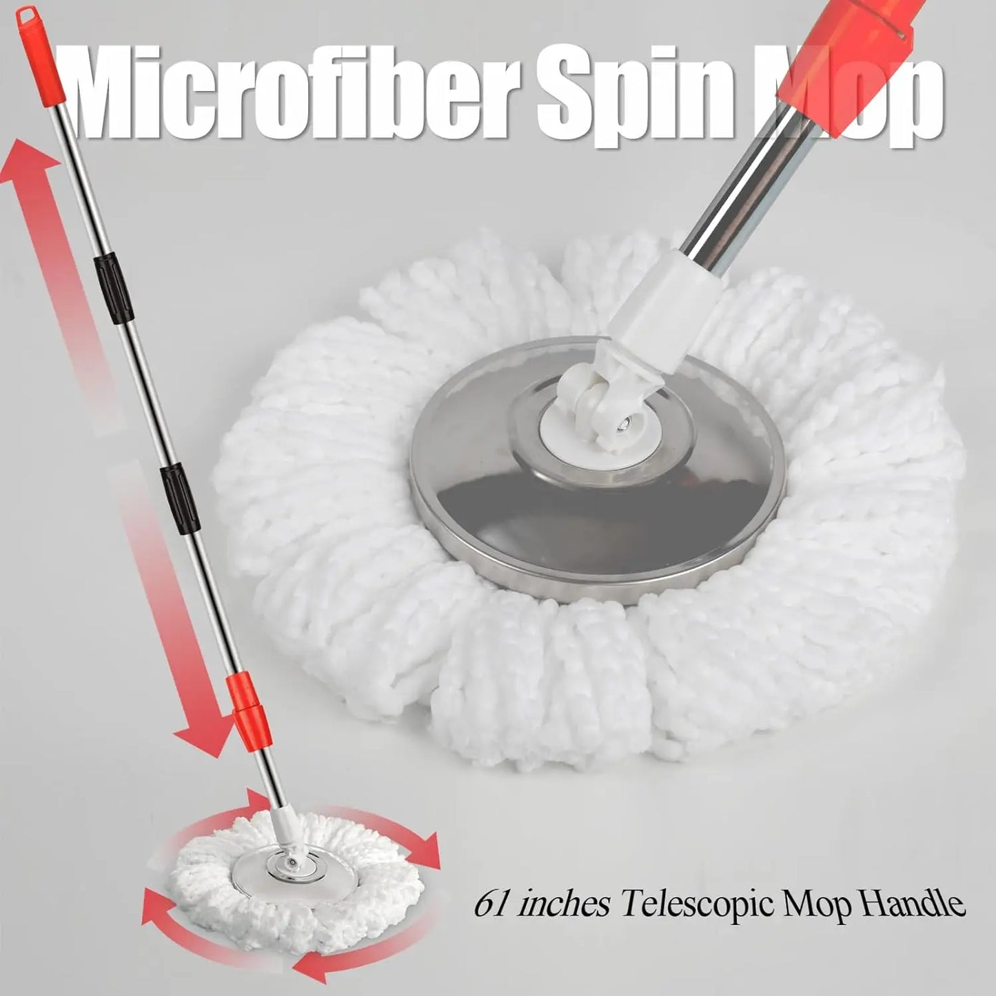 360 Spin Mop Bucket Set - Adjustable Handle with Wheels WetDry Separation - ZOOMNSTORE