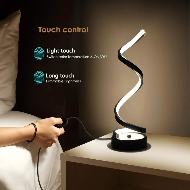 Spiral LED Table Lamp – Modern Minimalist Dimmable Lamp with Adjustable Arm & Soft Light - ZOOMNSTORE