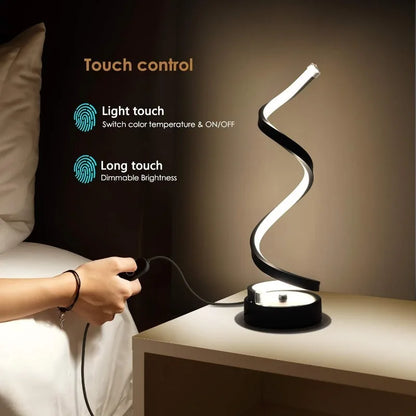Spiral LED Table Lamp – Modern Minimalist Dimmable Lamp with Adjustable Arm & Soft Light - ZOOMNSTORE