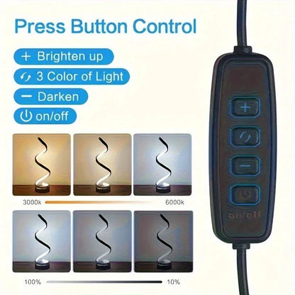 Spiral LED Table Lamp – Modern Minimalist Dimmable Lamp with Adjustable Arm & Soft Light - ZOOMNSTORE