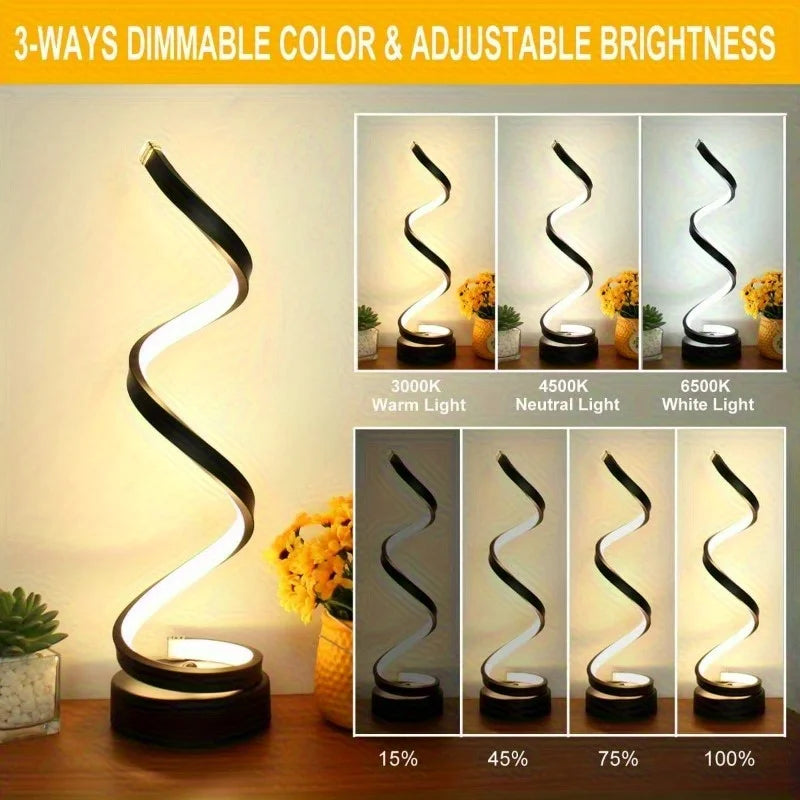 Spiral LED Table Lamp – Modern Minimalist Dimmable Lamp with Adjustable Arm & Soft Light - ZOOMNSTORE