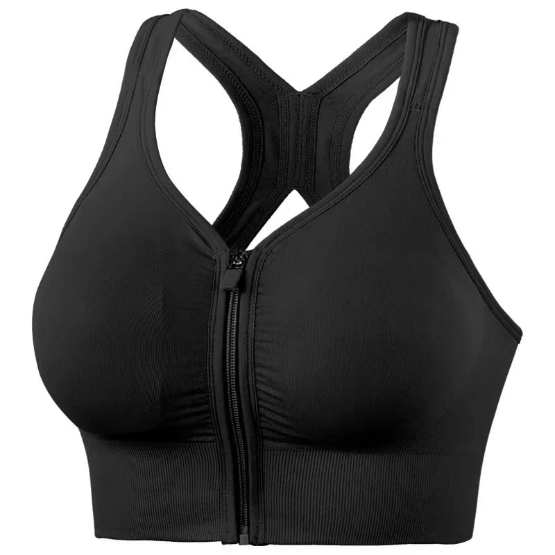Sports Bra Front Zipper - Breathable Push-Up Running Shockproof Fitness Bra - ZOOMNSTORE