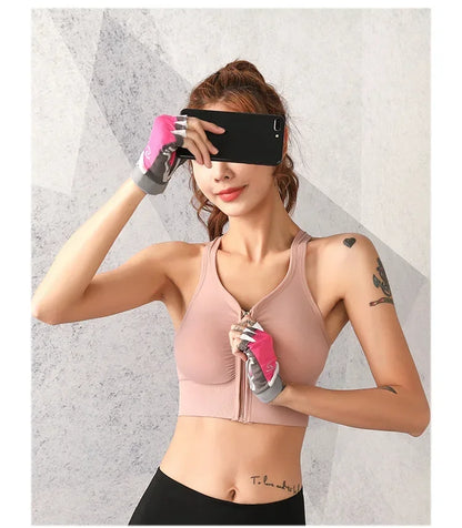 Sports Bra Front Zipper - Breathable Push-Up Running Shockproof Fitness Bra - ZOOMNSTORE