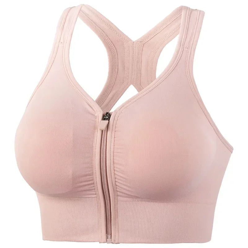 Sports Bra Front Zipper - Breathable Push-Up Running Shockproof Fitness Bra - ZOOMNSTORE