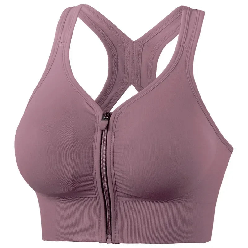 Sports Bra Front Zipper - Breathable Push-Up Running Shockproof Fitness Bra - ZOOMNSTORE
