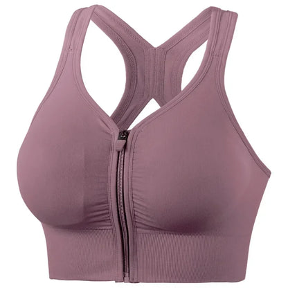 Sports Bra Front Zipper - Breathable Push-Up Running Shockproof Fitness Bra - ZOOMNSTORE