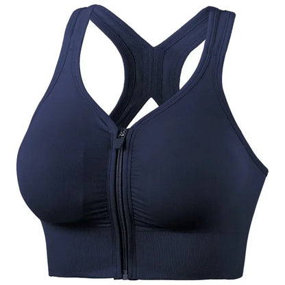 Sports Bra Front Zipper - Breathable Push-Up Running Shockproof Fitness Bra - ZOOMNSTORE
