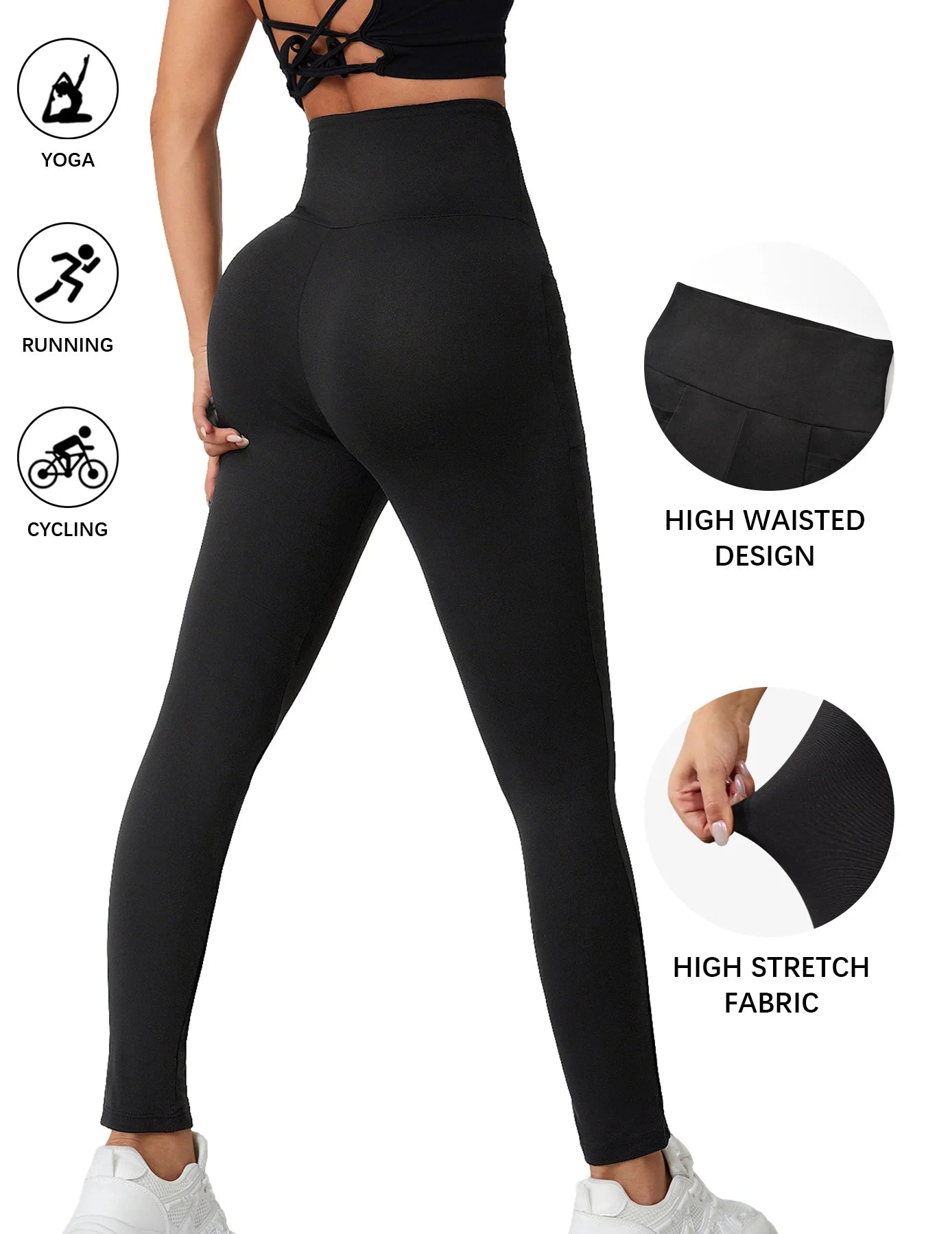 High Waisted Womens Sports Leggings - Soft Workout Yoga Pants with Pockets - ZOOMNSTORE