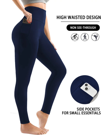 High Waisted Womens Sports Leggings - Soft Workout Yoga Pants with Pockets - ZOOMNSTORE