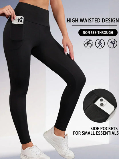 High Waisted Womens Sports Leggings - Soft Workout Yoga Pants with Pockets - ZOOMNSTORE