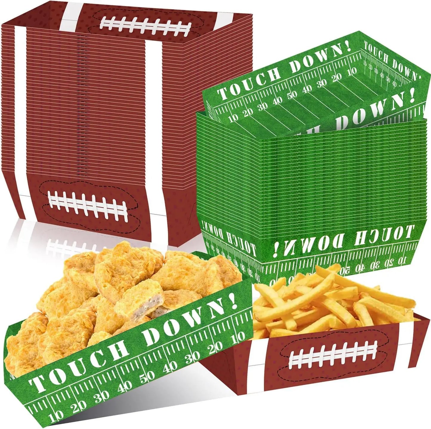 Sports Themed Party Snack Trays - Disposable Paper Food Boats for Soccer Rugby Football Baseball and Basketball Celebrations - ZOOMNSTORE