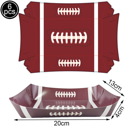 Sports Themed Party Snack Trays - Disposable Paper Food Boats for Soccer Rugby Football Baseball and Basketball Celebrations - ZOOMNSTORE