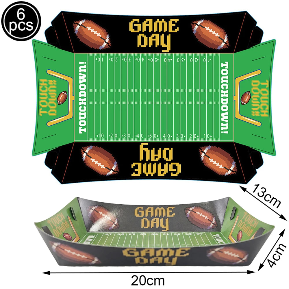 Sports Themed Party Snack Trays - Disposable Paper Food Boats for Soccer Rugby Football Baseball and Basketball Celebrations - ZOOMNSTORE