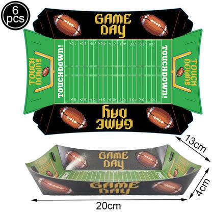 Sports Themed Party Snack Trays - Disposable Paper Food Boats for Soccer Rugby Football Baseball and Basketball Celebrations - ZOOMNSTORE
