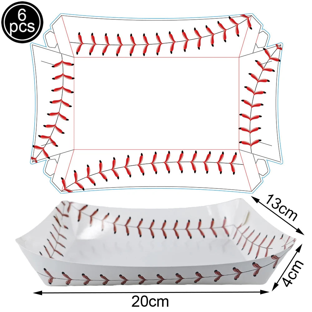 Sports Themed Party Snack Trays - Disposable Paper Food Boats for Soccer Rugby Football Baseball and Basketball Celebrations - ZOOMNSTORE