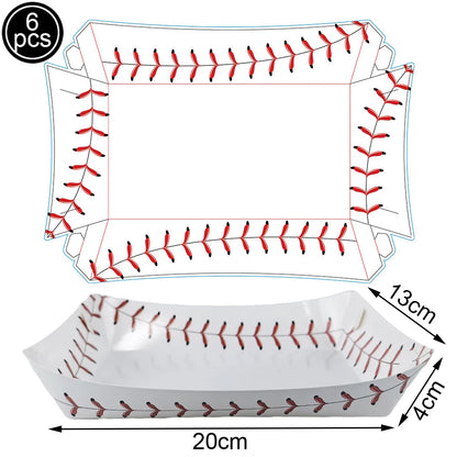 Sports Themed Party Snack Trays - Disposable Paper Food Boats for Soccer Rugby Football Baseball and Basketball Celebrations - ZOOMNSTORE