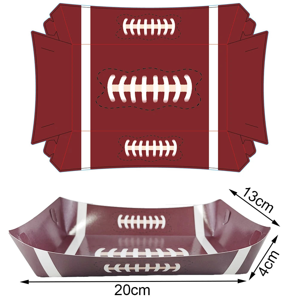 Sports Themed Party Snack Trays - Disposable Paper Food Boats for Soccer Rugby Football Baseball and Basketball Celebrations - ZOOMNSTORE
