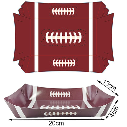 Sports Themed Party Snack Trays - Disposable Paper Food Boats for Soccer Rugby Football Baseball and Basketball Celebrations - ZOOMNSTORE