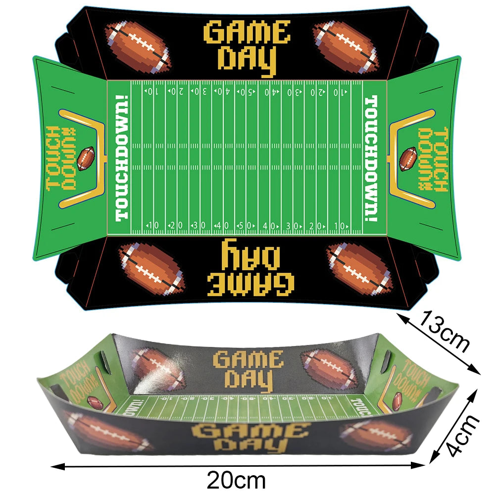 Sports Themed Party Snack Trays - Disposable Paper Food Boats for Soccer Rugby Football Baseball and Basketball Celebrations - ZOOMNSTORE