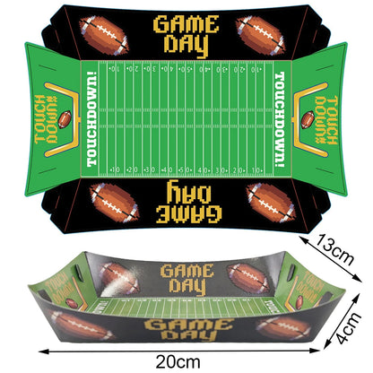 Sports Themed Party Snack Trays - Disposable Paper Food Boats for Soccer Rugby Football Baseball and Basketball Celebrations - ZOOMNSTORE