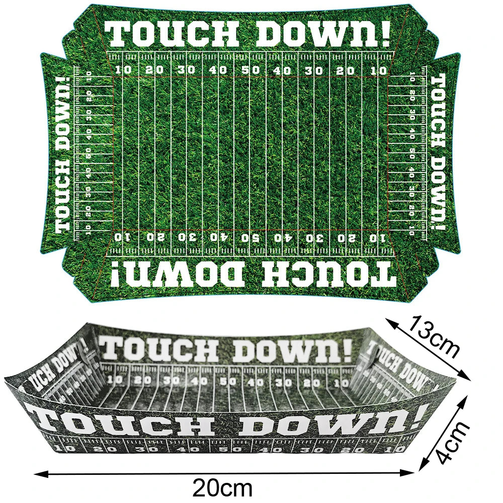 Sports Themed Party Snack Trays - Disposable Paper Food Boats for Soccer Rugby Football Baseball and Basketball Celebrations - ZOOMNSTORE