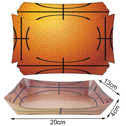 Sports Themed Party Snack Trays - Disposable Paper Food Boats for Soccer Rugby Football Baseball and Basketball Celebrations - ZOOMNSTORE