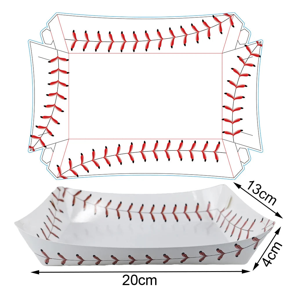 Sports Themed Party Snack Trays - Disposable Paper Food Boats for Soccer Rugby Football Baseball and Basketball Celebrations - ZOOMNSTORE