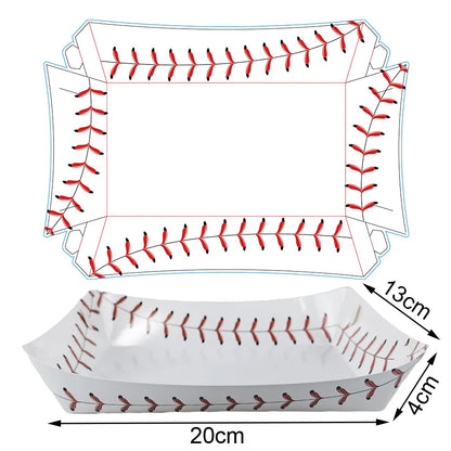 Sports Themed Party Snack Trays - Disposable Paper Food Boats for Soccer Rugby Football Baseball and Basketball Celebrations - ZOOMNSTORE