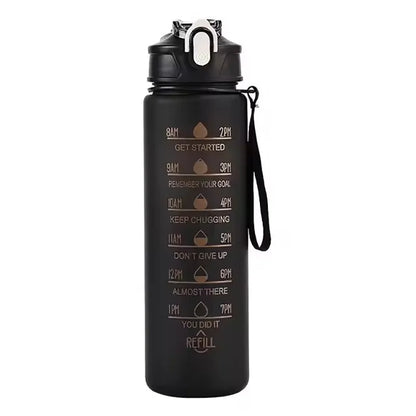 Sports Water Bottle - Leak Proof 900ml with Time Tracking Straw & Locking Flip Cover - ZOOMNSTORE