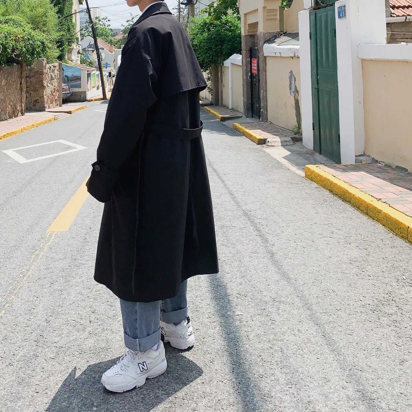 Spring Trench Coat Men | Double Breasted Business Casual Loose Overcoat - ZOOMNSTORE